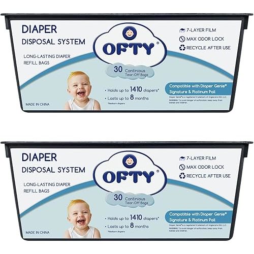 Diaper Refill Bags [60 Count] Compatible with Easy Roll Pail: 7-Layer Leakproof Design | Holds 2820+ Newborn Diapers (16 Month Supply) | Superior Odor Control for Baby & Nursery