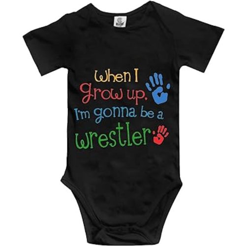When I Grow UP I'm Gonna Be A Wrestler Newborn Baby Print Rompers Unisex One-Piece Cotton Bodysuits Black