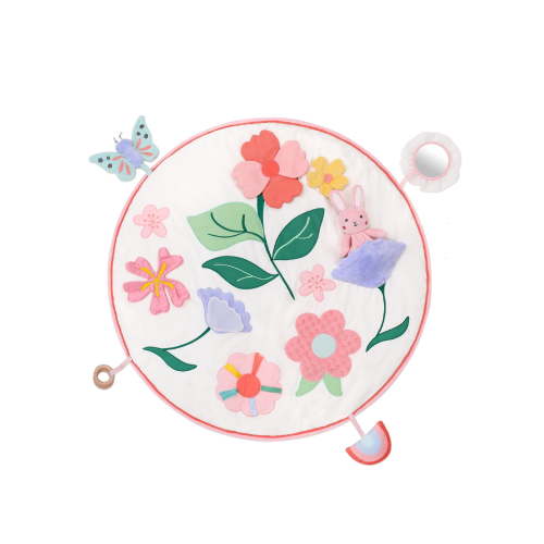 The Peanutshell Tummy Time Baby Play Mat & Lovey Security Blanket Set for Babies, Pink Floral