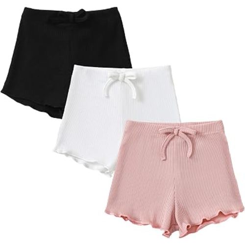 Toddler Girl Shorts Ribbed 3 Pack Baby Girls Solid Soft Elastic Waist Casual Playing Shorts Summer Short Pants
