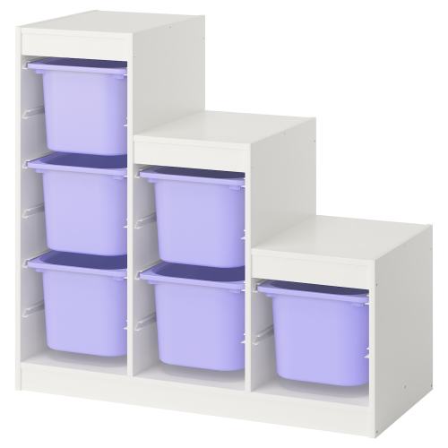 TROFAST Storage combination with boxes - white/lilac 39x17 3/8x37 "