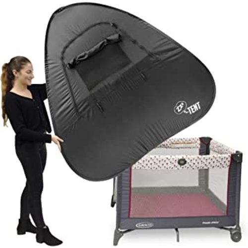 EasyGo Product ZZZ PlayPen Sleeping Canopy Cover Instant Tent – Great at Home and Travelling - Compatible with Pack n Play, Baby Bjorn & Lotus Travel Crib & Other Portable and Patented - Black