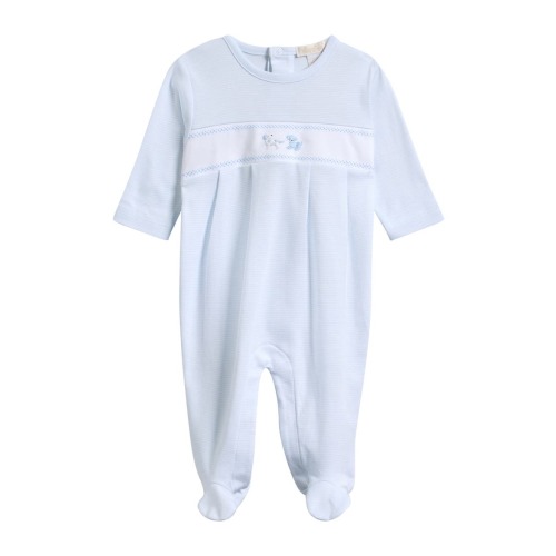 Kids' Embroidered Smocked Pima Cotton Footie