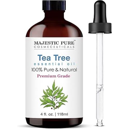 Majestic Pure Essential Oil with Glass Dropper - 100% Pure and Natural - Essential Oils for Diffuser, Aromatherapy, Soap and Candle Making, Tea Tree Essential Oil, Tea Tree Oil, 4 Fl Oz