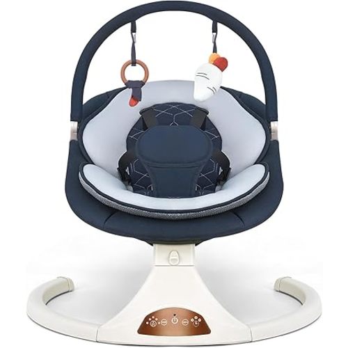 Baby Swings for Infants to Toddler, Electric Baby Swing with Remote, 5 Speeds, Bluetooth & Safety Lock, Portable Baby Swing for Indoor and Outdoor (Dark Blue)