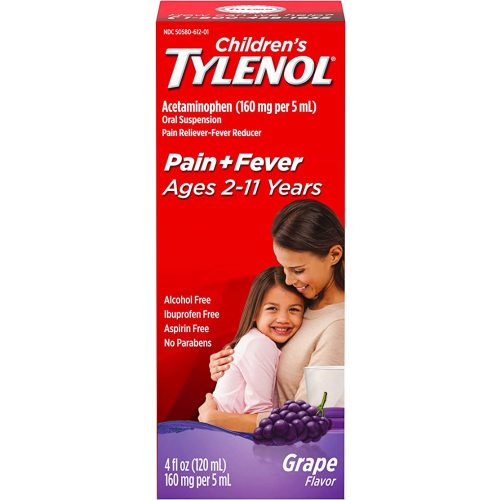 Tylenol Children's Pain + Fever Relief Cold Medicine, Acetaminophen, Grape, 4 fl. oz