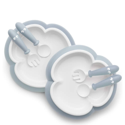 BabyBjörn Baby Plate, Spoon and Fork, 2 Sets, Powder Blue