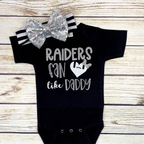 Raiders Fan Like Daddy Football Bodysuit Outfit For Baby Girl