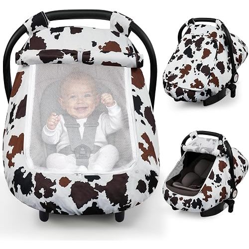Elstey Car Seat Cover Baby Boys & Girls, 3D Minky Dot Infant Carseat Canopy