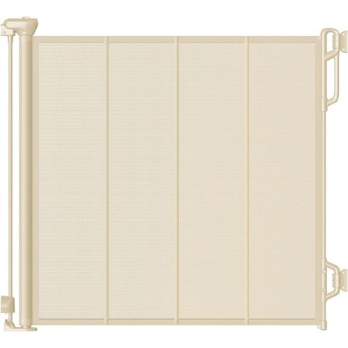 SPACEANY Reinforced Retractable Baby Gate or Mesh Dog Gate,Easy to Use for Stairs, Doorways, Hallways, Indoor, Outdoor, Wide Pet Gate 33.5" Tall, Extends to 55" Wide, Cream