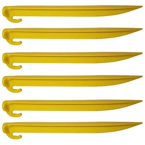 Da Stakes for Camping, Tents, Plastic Inflatable Toys, Outdoor Accessories, Portable Sports Equipment and Holiday Decorations, Yellow (Pack of 6)
