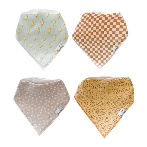 Copper Pearl 4 Pack Soft Cotton Baby Bibs for Drooling and Teething, Absorbent Drool Bibs for Baby Girl and Boy, Adjustable to Fit Newborns to Toddlers, Tons of Styles (Vance)