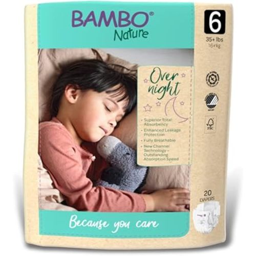 Bambo Nature Overnight Baby Diapers (Sizes 3 TO 6), Size 6, 20 Count