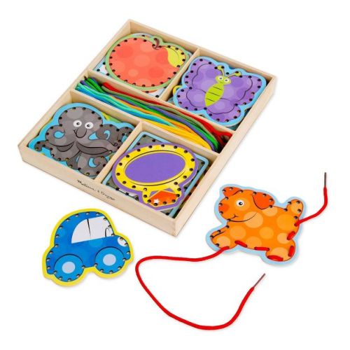 Melissa & Doug Alphabet Wooden Lacing Cards With Double-Sided Panels and Matching Laces: Educational Fine Motor Skills Toy