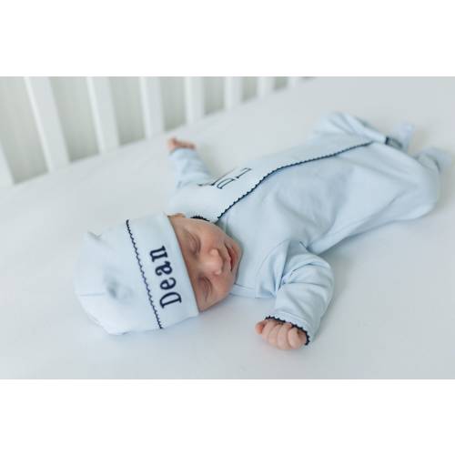 Baby boy coming home outfit, boy take home set, monogrammed coming home outfit, sk creations, pima cotton, baby boy footie, baby shower gift