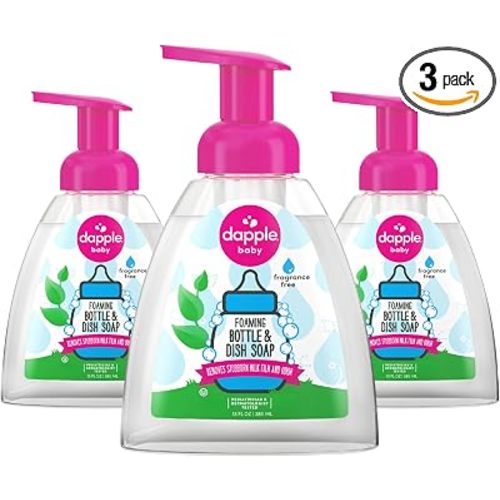 Dapple Baby Fragrance-Free Foaming Baby Bottle & Dish Soap - (3 Pack) 13 fl oz - Plant-Powered Cleaner for Bottles, Pump Parts, and Sippy Cups
