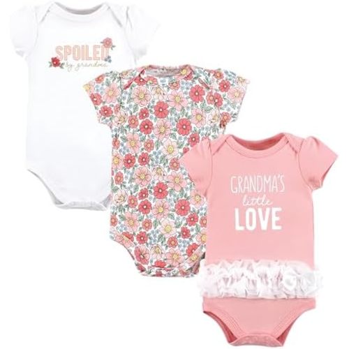 Hudson Baby baby-girls Cotton Bodysuits 3-pack