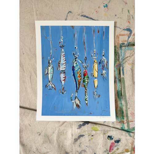 "Hooked On You" lures hand signed paper print – Chelsea McShane A