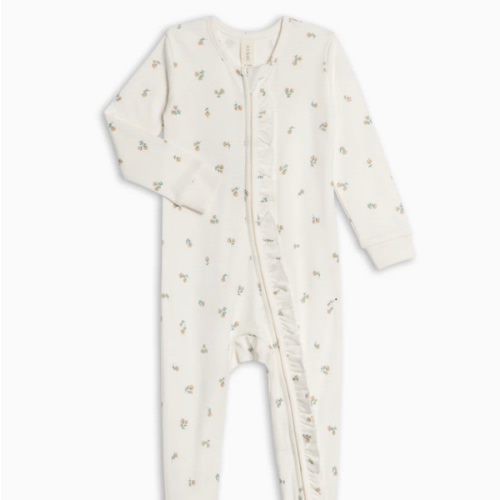 Neve Ruffle Zipper Footed Romper