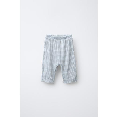 PLAID TEXTURED PANTS - Sand / Blue | ZARA United States