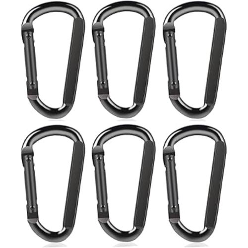 DELSWIN Heavy Duty Black Carabiner Clip - 900lbs 3" Steel Carabiners, Large D-Shaped Spring Hook for Hammocks, Camping, Hiking, Outdoor, Gym, Keychains and Dog Leash