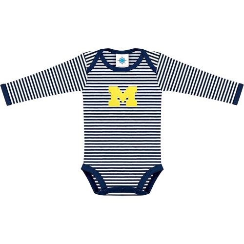 Creative Knitwear College Baby Striped Long Sleeve Bodysuit - Team Logo, Multiple Colors, Unisex (0-12 Months)