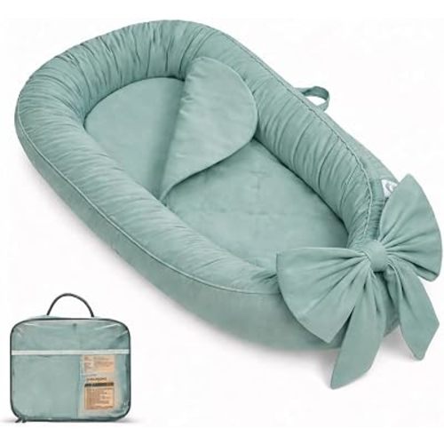 EAQ Baby Lounger, Infant Lounger for Newborn,Portable Baby Nest Cover Breathable & Soft, Newborn Essentials (Sage Teal)