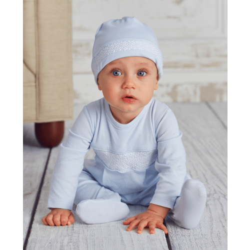 Hand Smocked CLB Charmed Blue Footie