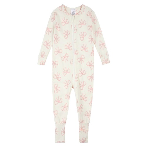 Bow Print Convertible One-Piece Pajamas