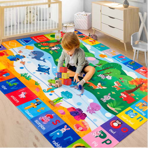 Nefoso Kids Play Rug, Kids Play Mat Educational Alphabet 4ft x 6ft Area Rug for Indoor, Age Group 3+