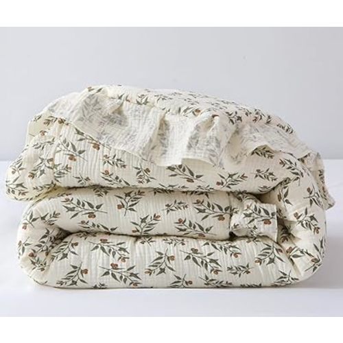 100% Cotton Muslin Crib Comforter/Quilt,Ultra Soft Cozy Reversible Baby Blanket,All Season Toddler Blankets for Boys and Girls, Machine Washable,41"x48"