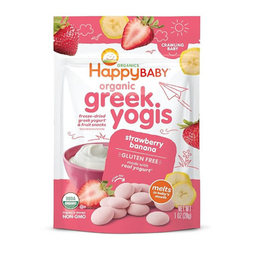 Happy Baby Organics Greek Yogis Freeze-Dried Greek Yogurt and Fruit Snacks, Strawberry Banana