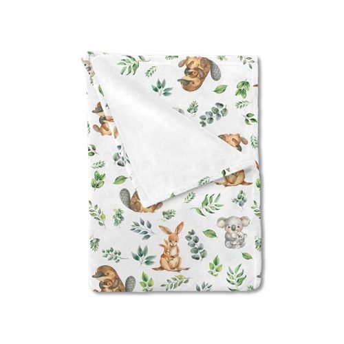 Baby Australian Animals Blanket for Boy Girl Koala Kangaroo Green Leaves Swaddle Blanket Wildlife Soft Flannel Receiving Blankets Infant Newborn Toddler Nursery Crib Bed Blankets Playmat 30x40