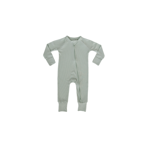 Morning Mist Ribbed Zipper Romper