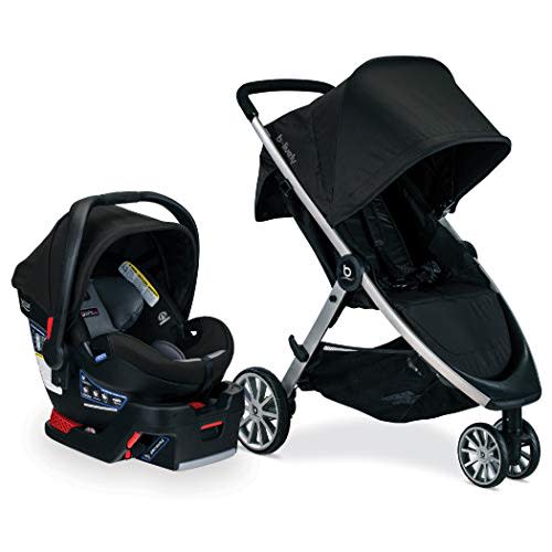BRITAX B-Lively Travel System with B-Safe Ultra Infant Car Seat| 2 Layer Impact Protection, Noir