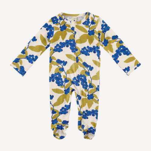 long sleeve two way zipper footie | blueberries | bamboo – kate quinn