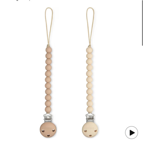 Comfy Cubs Pacifier Clips 2 Pack - 100% Food Grade Silicone Baby Pacifier Clips, BPA & PVC Free - CPSIA Certified, Lightweight and Flexible Baby Gifts - Beige & Light Beige