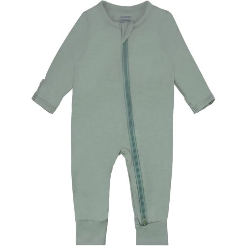 GUISBY Bamboo Baby Rompers , Footless Pajamas 2 Way Zipper Long Sleeve Sleeper - Green - 0-3 Months