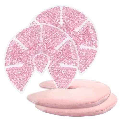 Hot/Cold Breast Gel Bead Ice Packs Breast Cooling/Heat Pads Relief for Breastfeeding, Nursing Pain, Mastitis, Engorgement, Swelling, Plugged Ducts | Boost Milk Let-Down & Production,2 Pack (Pink)