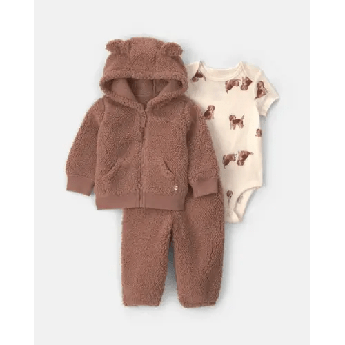 Baby Boy 3-Piece Dog Teddy Fleece Layering Set - Brown | Carter's