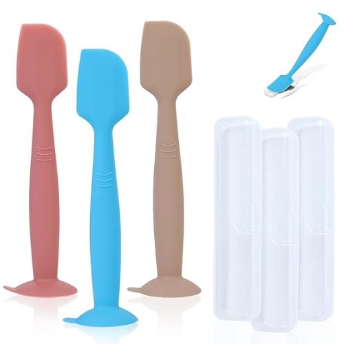 babove Baby Diaper Cream Spatula Applicator 3 Pack(with 3 Travel Case), Butt Paste Spatula Soft Silicone,Diaper Rash Cream Applicator, Baby Essentials Must Haves Newborn Stuff (Red Blue Khaki)