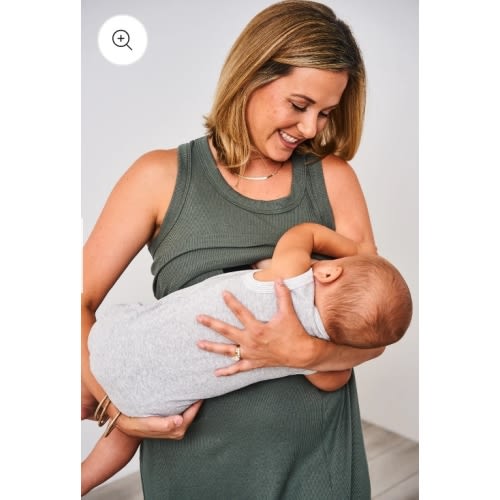 Latched Mama Ribbed Midi Nursing Slit Dress