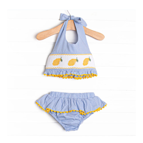 Lakeside Lemonade Smocked Bikini, Blue – Stitchy Fish