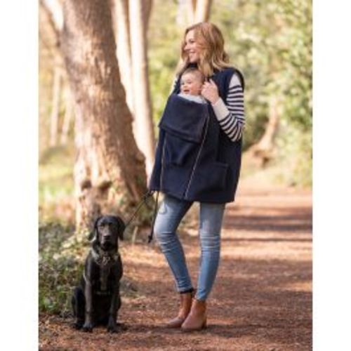 6 in 1 Navy Maternity Coat with Fleece Vest