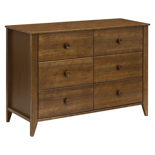 Babyletto Sprout 6-Drawer Dresser & Removable Changing Tray, Natural Walnut | GREENGUARD Certified Baby Dresser w/ 6 Spacious Drawers - Double Dresser for Kids w/ Included Changing Tray & Anti-Tip Kit