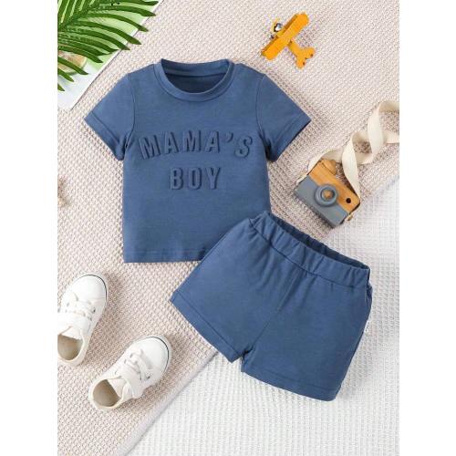SHEIN Playful Pals Baby Boy's Alphabet Embossed Street Fashion Outfit Set | SHEIN USA
