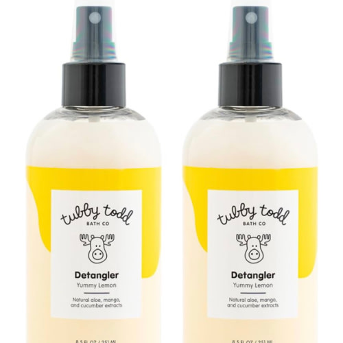 TUBBY TODD Hair Detangler Spray for Kids - Hair Detangling Spray with Baobab & Coconut Oil - Gentle & Moisturizing Kids Hair Detangler Spray - 8.5oz, 2 Pack - Lemon Crème