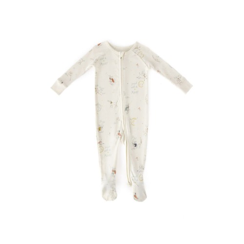 Print Rib Organic Cotton Footie, 0-3M