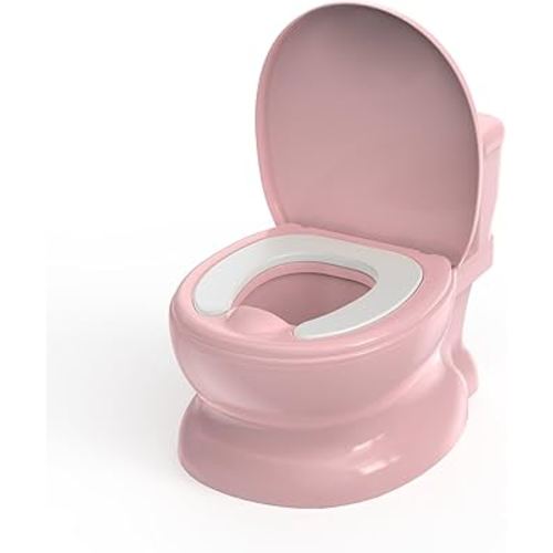 Realistic Potty Training Toilet - Flushing Sounds, Wipes Storage, Disposable Liners, Easy to Clean for Toddler Boys and Girls, Pink