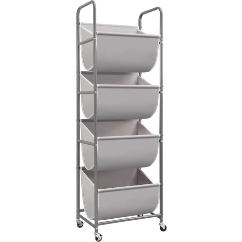 STORAGE MANIAC Vertical Rolling Laundry Hamper, 4 Section Laundry Sorter with Wheels and 2 Breaks, 4-tier Laundry Baskets for Small Space, Dorm, Laundry Room, Closet, Multicolored 4-tier